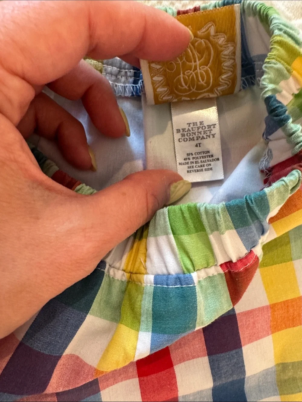 lot of 2 - The Beaufort Bonnet Company Gingham Shorts - brother sister set